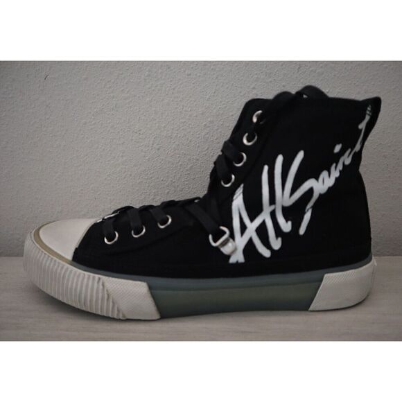 ALLSAINTS ZW0233 Women Sz 8M Black Canvas Elena Signature High Top Sneakers - Picture 7 of 10